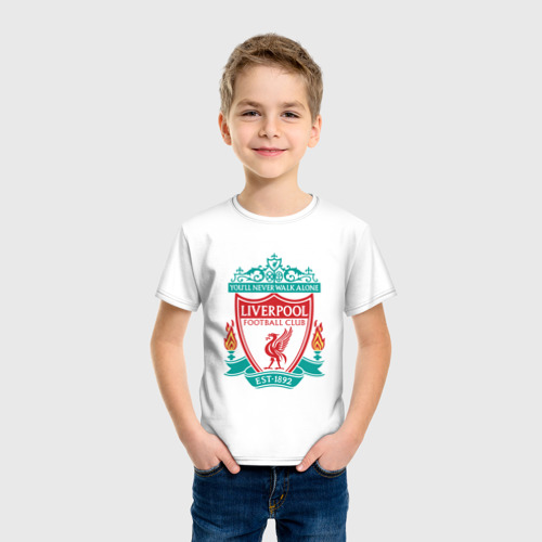 Детская футболка хлопок Liverpool logo, цвет белый - фото 3