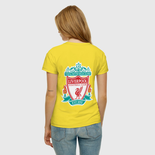 Женская футболка хлопок Liverpool logo, цвет желтый - фото 4