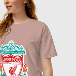 Женская футболка хлопок Oversize Liverpool logo - фото 2