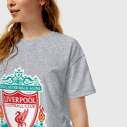 Женская футболка хлопок Oversize Liverpool logo - фото 2