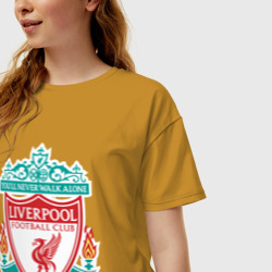 Женская футболка хлопок Oversize Liverpool logo - фото 2