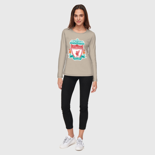 Женский лонгслив хлопок Liverpool logo, цвет миндальный - фото 5