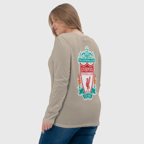 Женский лонгслив хлопок Liverpool logo, цвет миндальный - фото 7