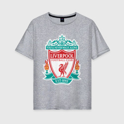 Женская футболка хлопок Oversize Liverpool logo