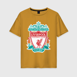 Женская футболка хлопок Oversize Liverpool logo