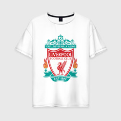 Женская футболка хлопок Oversize Liverpool logo