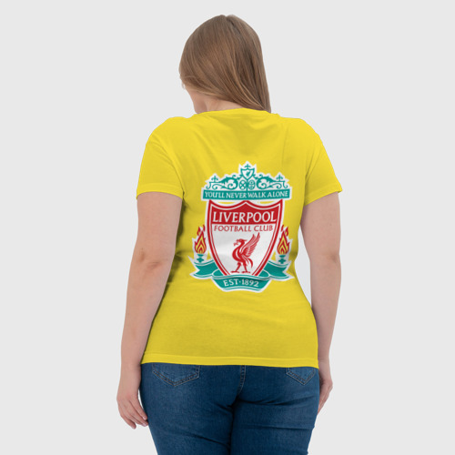 Женская футболка хлопок Liverpool logo, цвет желтый - фото 7