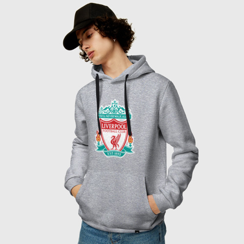 Мужская толстовка хлопок Liverpool logo, цвет меланж - фото 3