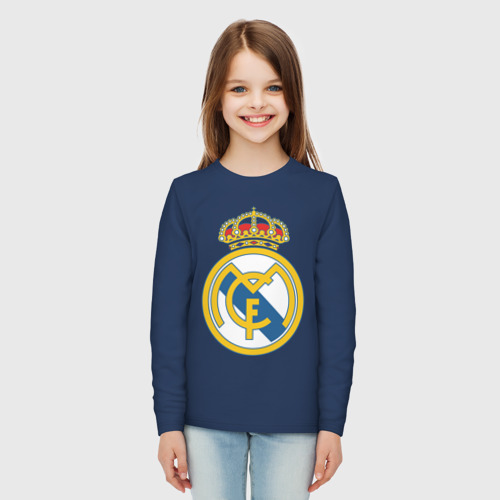 Детский лонгслив хлопок с принтом Real Madrid, вид сбоку #3