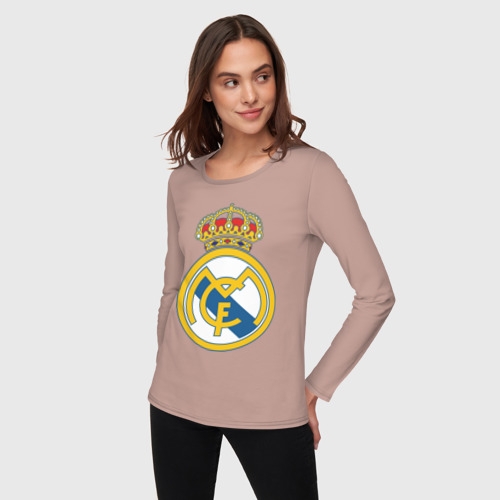 Женский лонгслив хлопок Real Madrid, цвет пыльно-розовый - фото 3