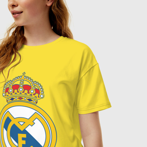 Женская футболка хлопок Oversize Real Madrid, цвет желтый - фото 3