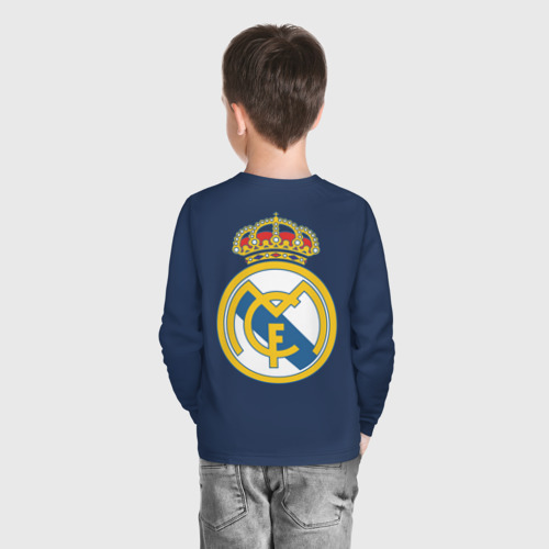 Детский лонгслив хлопок с принтом Real Madrid, вид сзади #2