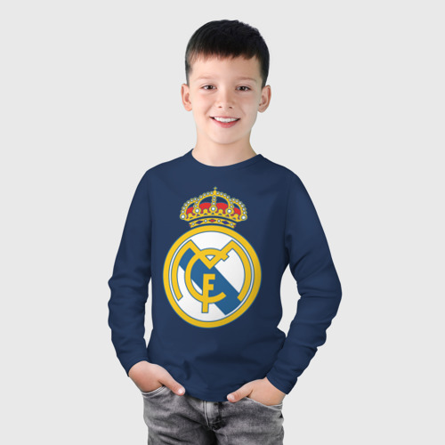 Детский лонгслив хлопок с принтом Real Madrid, фото на моделе #1