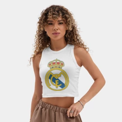 Женская укороченная майка-топ хлопок Real Madrid - фото 2