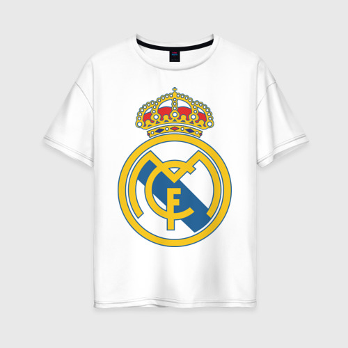 Женская футболка хлопок Oversize Real Madrid, цвет белый