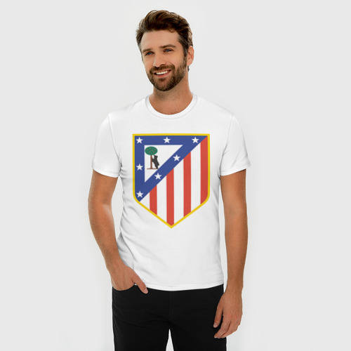 Мужская футболка хлопок Slim Атлетико Мадрид, цвет белый - фото 3