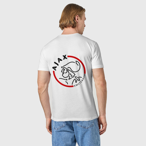 Мужская футболка хлопок с принтом ФК Аякс, вид сзади #2