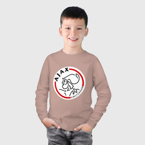 Детский лонгслив хлопок с принтом ФК Аякс, фото на моделе #1