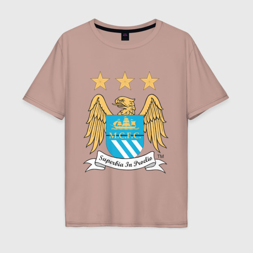 Мужская футболка хлопок Oversize с принтом Манчестер Сити, вид спереди #2