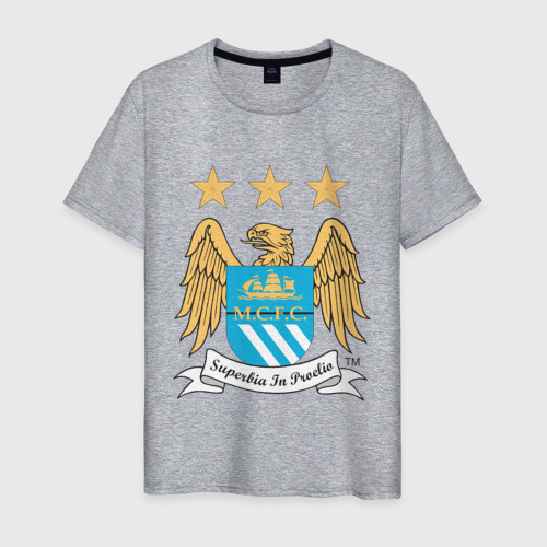 Мужская футболка хлопок Манчестер Сити, цвет меланж