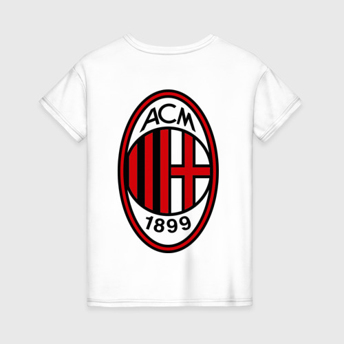 Женская футболка из хлопка с принтом ФК Милан, вид сзади №1