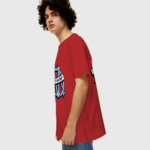 Мужская футболка хлопок Oversize Олимпик Марсель, цвет красный - фото 5