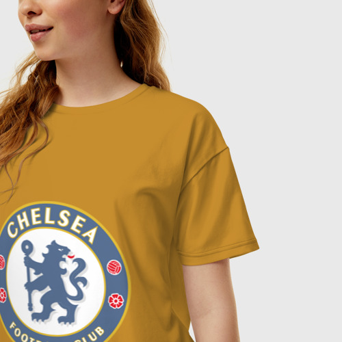 Женская футболка хлопок Oversize Челси, цвет горчичный - фото 3