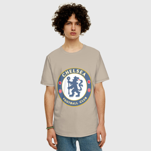 Мужская футболка хлопок Oversize Челси, цвет миндальный - фото 3