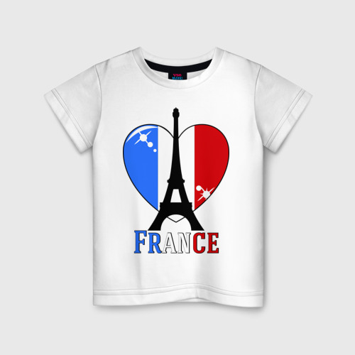 Детская Футболка Люблю Францию (хлопок)