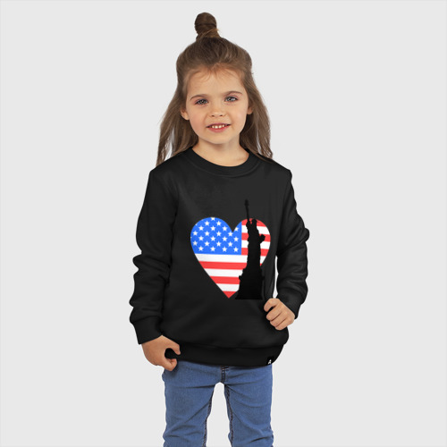 Детский свитшот хлопок Люблю Америку, цвет черный - фото 3