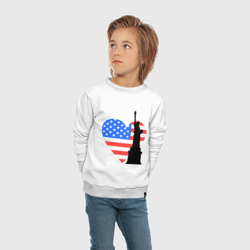 Детский свитшот хлопок Люблю Америку, цвет белый - фото 5