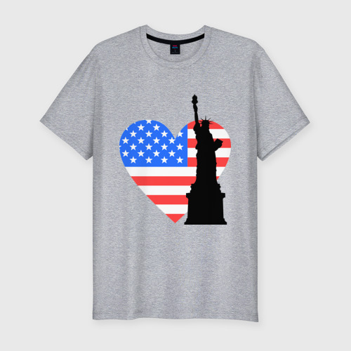 Мужская футболка хлопок Slim Люблю Америку, цвет меланж