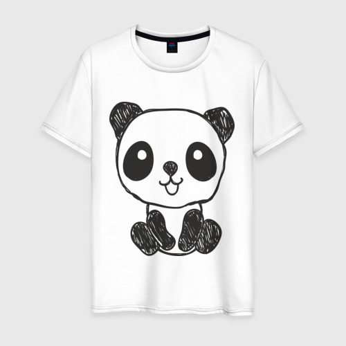 Мужская футболка хлопок Панда рисунок, цвет белый