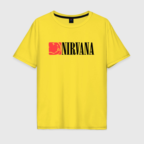 Мужская футболка хлопок Oversize Nirvana Smile, цвет желтый