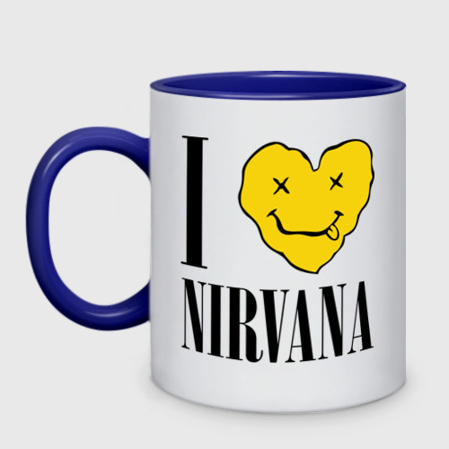 Кружка двухцветная I love Nirvana, цвет белый + синий