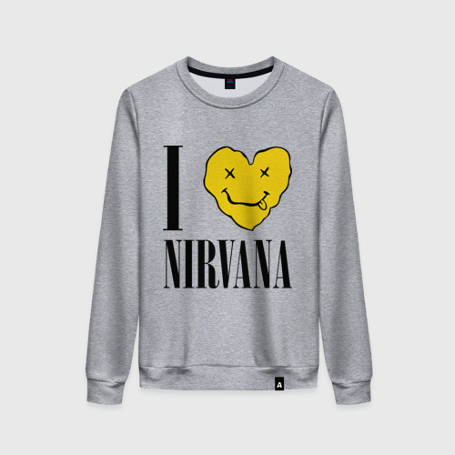 Женский свитшот хлопок I love Nirvana, цвет меланж