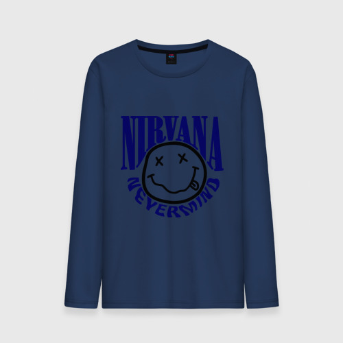 Мужской лонгслив хлопок Nevermind Nirvana, цвет темно-синий