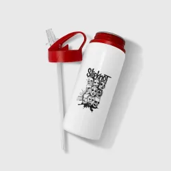 Бутылка для воды с трубочкой Slipknot black and white - фото 2