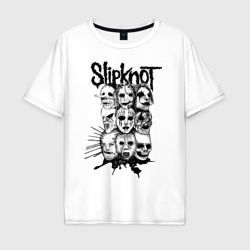 Мужская футболка хлопок Oversize Slipknot black and white