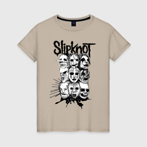 Женская Футболка Slipknot black and white (хлопок)