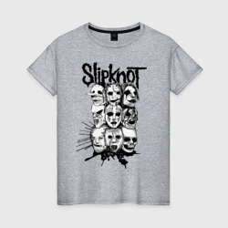 Женская футболка хлопок Slipknot black and white