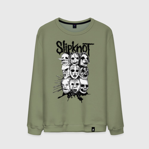 Мужской свитшот хлопок Slipknot black and white, цвет авокадо