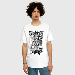 Мужская футболка хлопок Oversize Slipknot black and white - фото 2