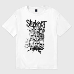 Мужская футболка хлопок Oversize Slipknot black and white