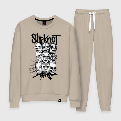 Женский костюм хлопок Slipknot black and white, цвет миндальный