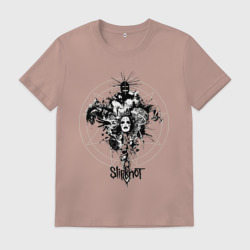 Мужская футболка хлопок Slipknot illustration masks