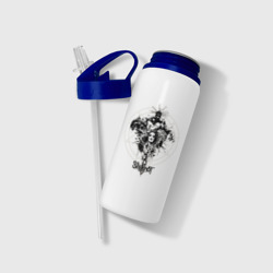 Бутылка для воды с трубочкой Slipknot illustration masks - фото 2