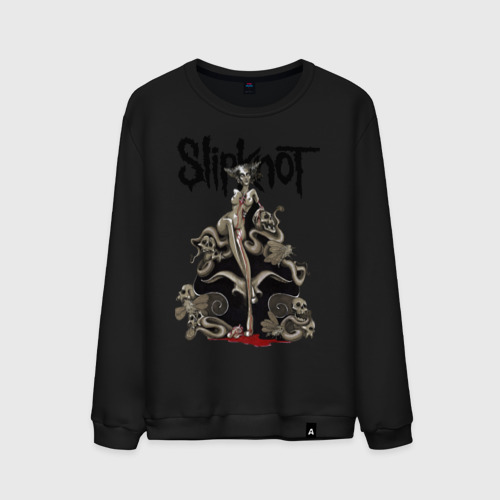 Мужской свитшот хлопок Slipknot illustration skulls, цвет черный