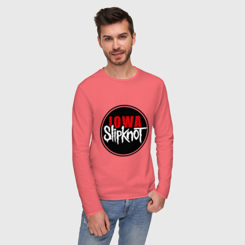 Мужской лонгслив хлопок Slipknot iowa logo, цвет коралловый - фото 3