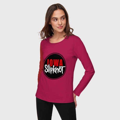 Женский лонгслив хлопок Slipknot iowa logo, цвет маджента - фото 3